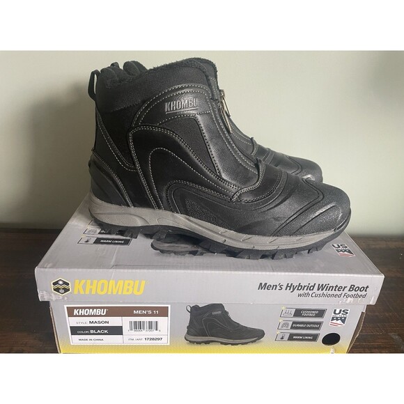 Khombu Men's Mason Black Cushioned Footbed Hybrid Winter Boots SIZE 11 - Picture 1 of 8